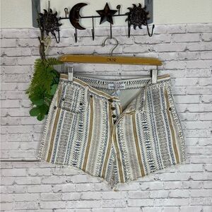Vintage Guess Tribal Aztec Geometric Cut Off Button Fly Shorts